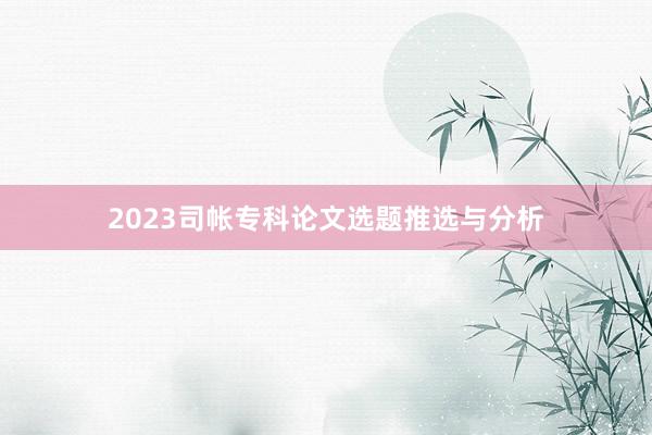 2023司帐专科论文选题推选与分析